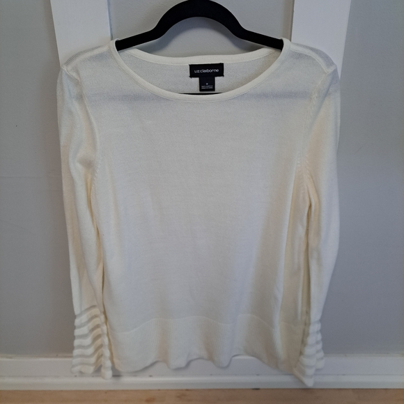 Liz Claiborne Ivory Sweater with Tiered Cuff Detail – Size Medium - Picture 1 of 5